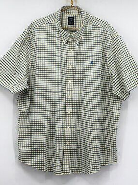 Brooks Brothers Men’s Button Down Shirt 3XL Yellow Blue Check Stretch Cotton